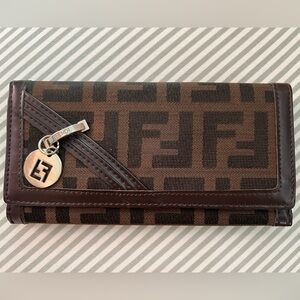 Fendi Zucca Canvas Long Wallet - Brown Jacquard FF Logo